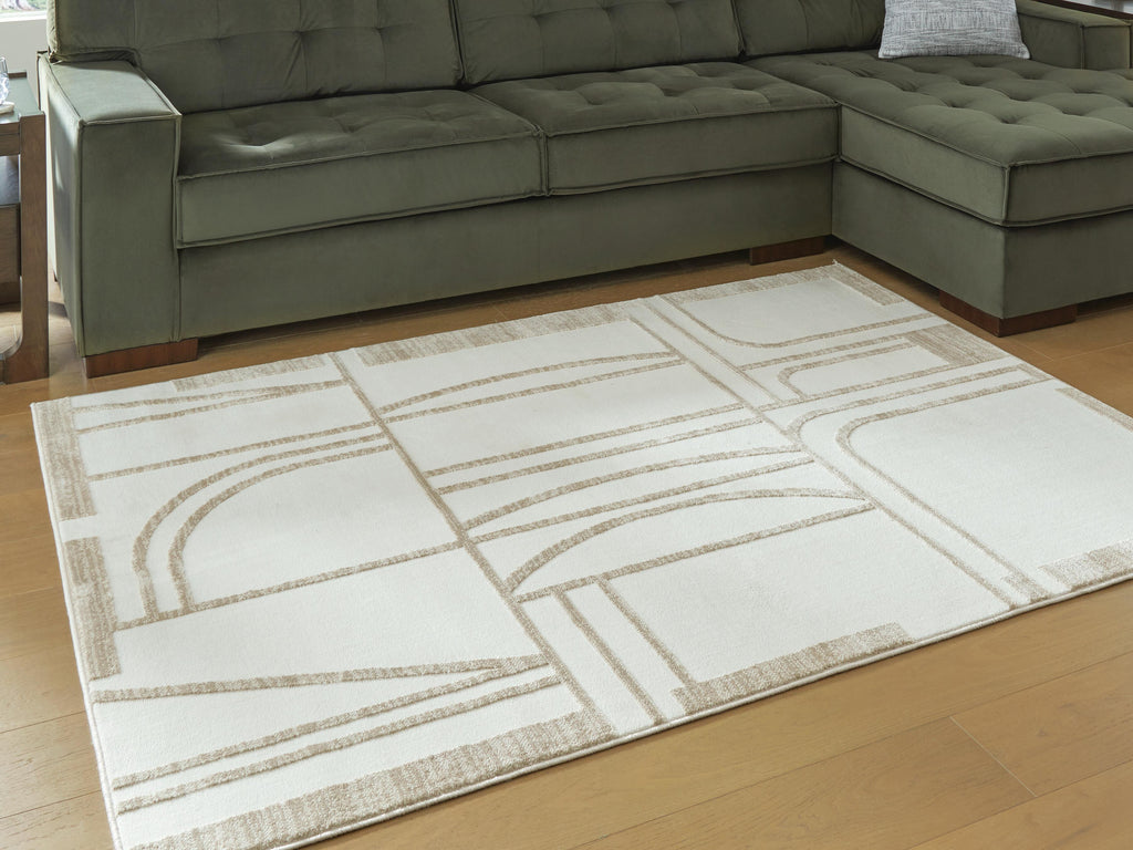 Farongrove 5'3" x 7' Area Rug in Ivory/Beige, lifestyle view