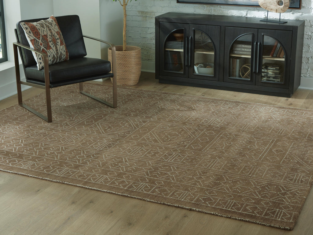Merrittman 7'8" x 10' Area Rug in Brown/Ivory, lifestyle view
