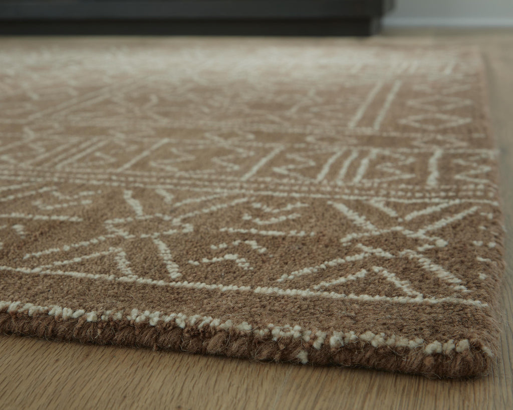 Merrittman 5' x 7' Area Rug in Brown/Ivory, detail view