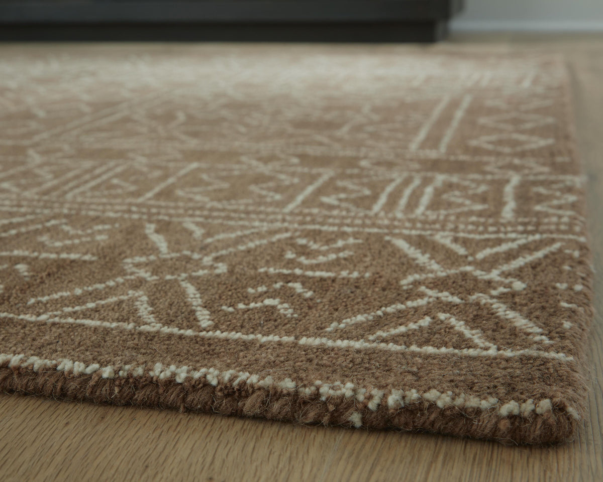 Merrittman 5' x 7' Area Rug in Brown/Ivory, detail view