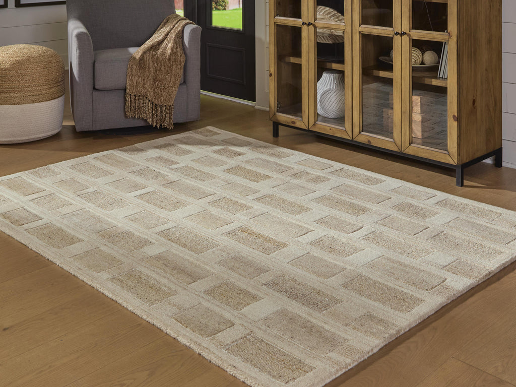 Lisgrove 5' x 7' Area Rug in Tan/Brown/White, lifestyle view