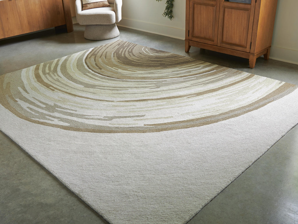 Rizwana 7'6" x 10' Area Rug in Ivory/Brown/Gray, lifestyle view