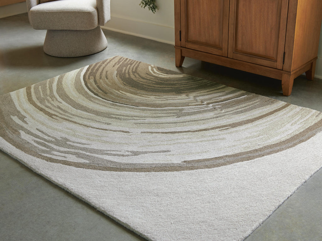 Rizwana 5' x 7' Area Rug in Ivory/Brown/Gray, lifestyle view