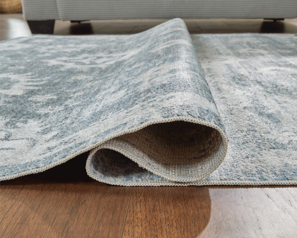 Avanworths Washable 5'3" x 7' Area Rug in Blue/Gray/Ivory, detail view