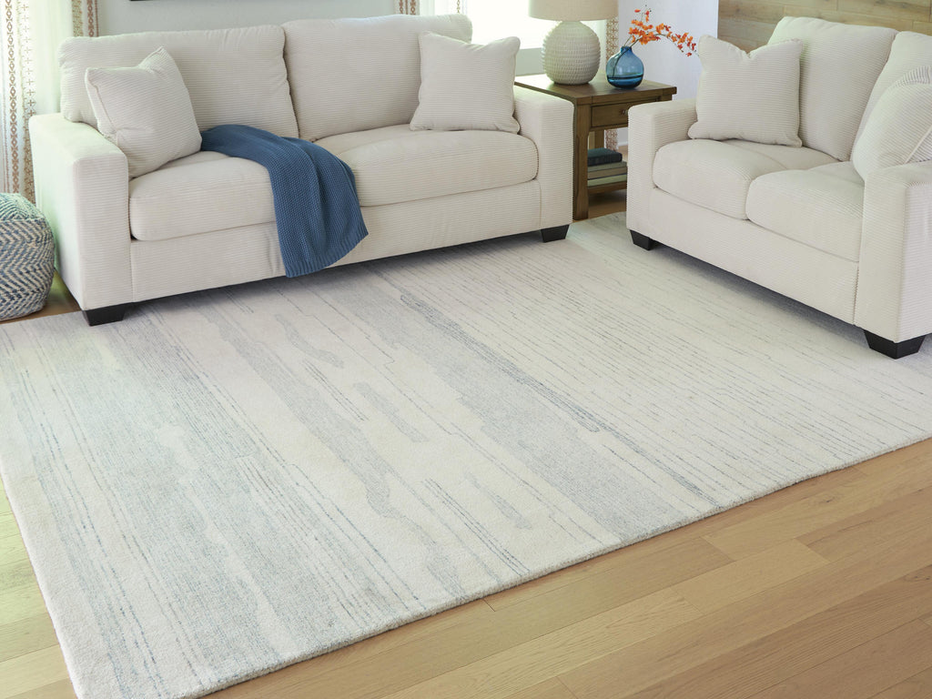 Genemost 7'8" x 10' Area Rug in Ivory/Blue, lifestyle view