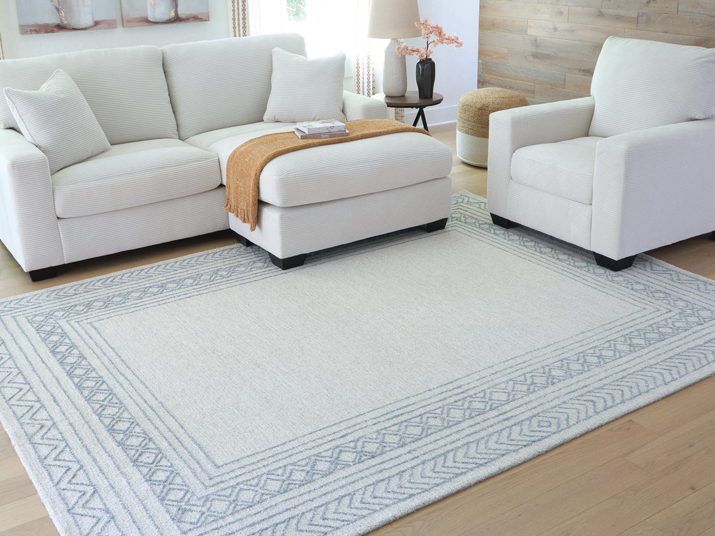 Azelhurst 7'8" x 10' Area Rug in Blue/Ivory/Gray, lifestyle view