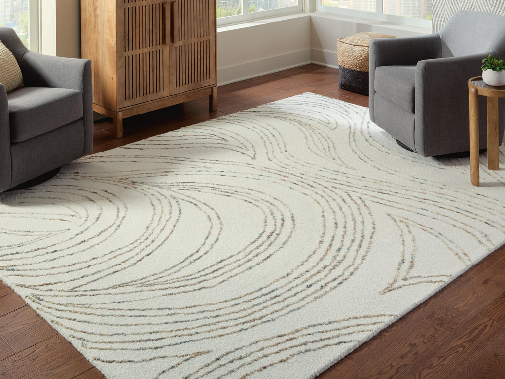 Deenbury 7'8" x 10' Area Rug in Ivory/Green/Brown, lifestyle view