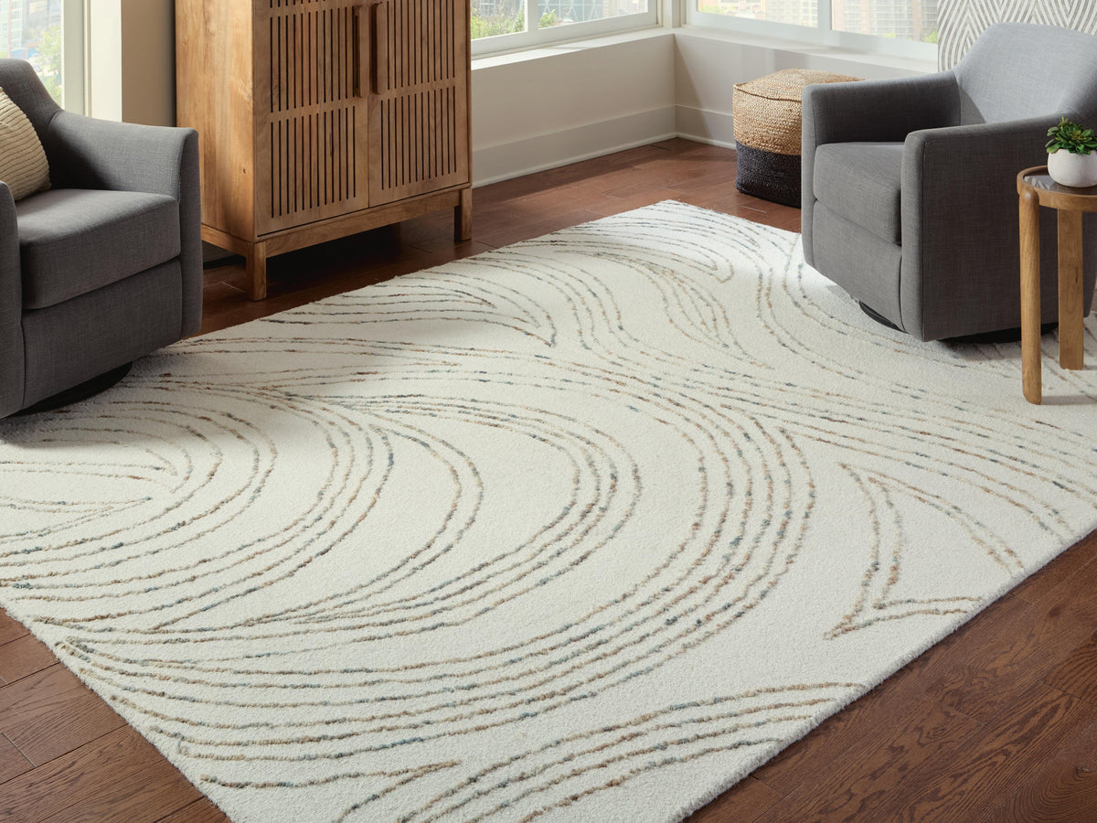 Deenbury 7'8" x 10' Area Rug in Ivory/Green/Brown, lifestyle view