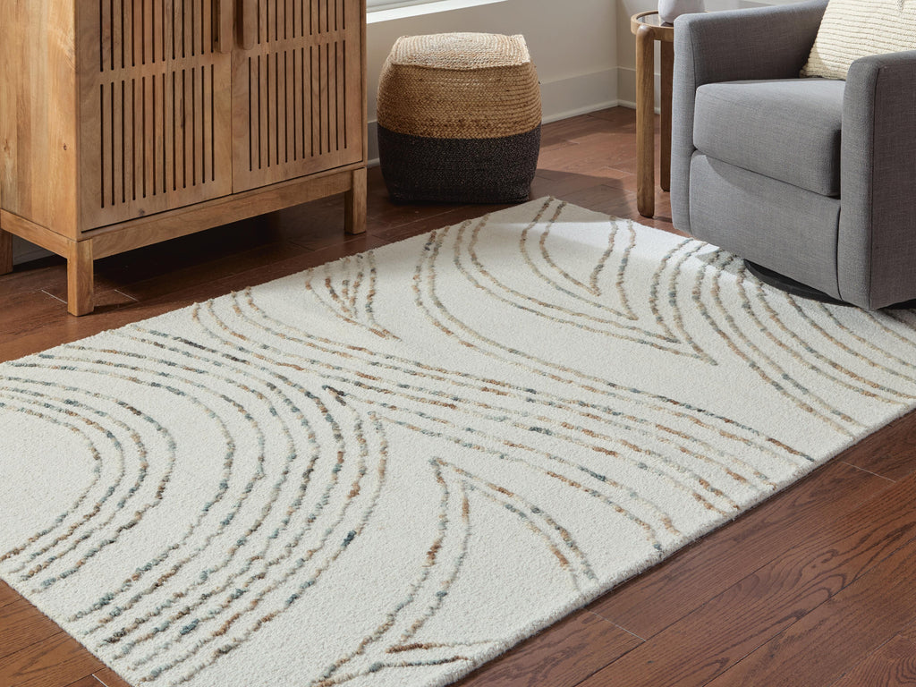Deenbury 5' x 7' Area Rug in Ivory/Green/Brown, lifestyle view