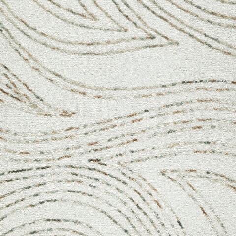 Deenbury 5' x 7' Area Rug in Ivory/Green/Brown, fabric swatch