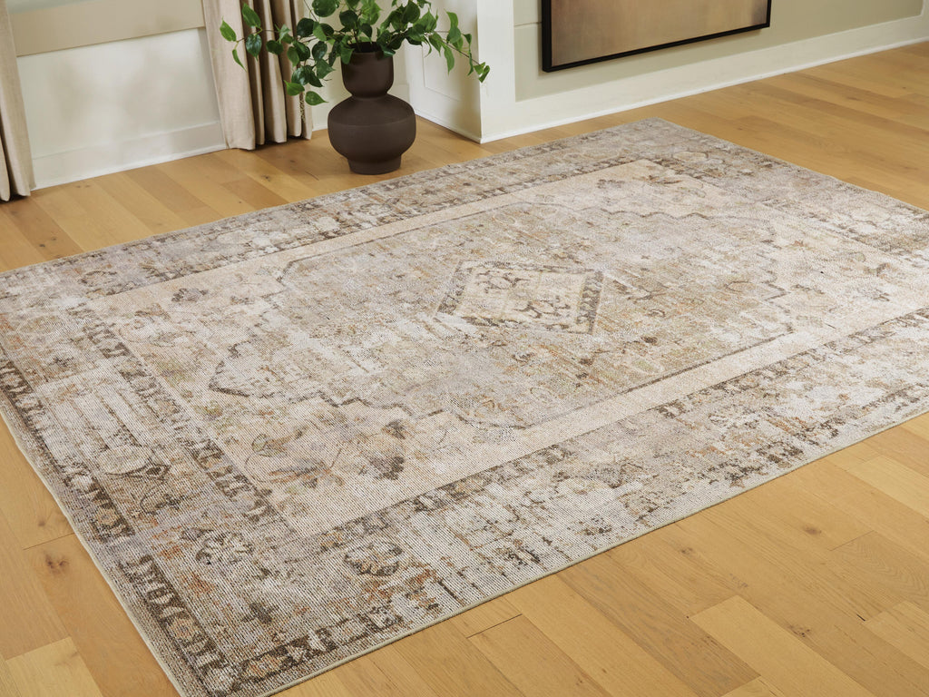Livdon Washable Large Rug in Brown/Beige/Gray, lifestyle view