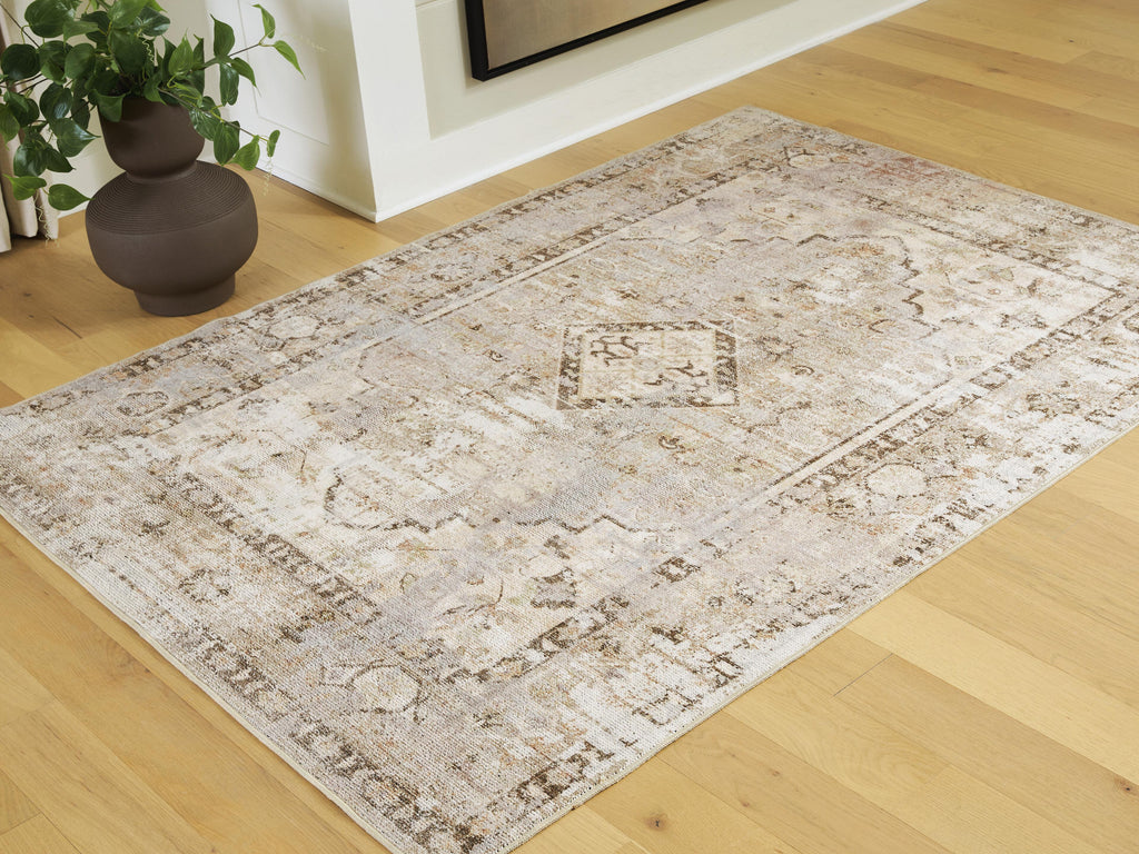 Livdon Washable Medium Rug in Brown/Beige/Gray, lifestyle view