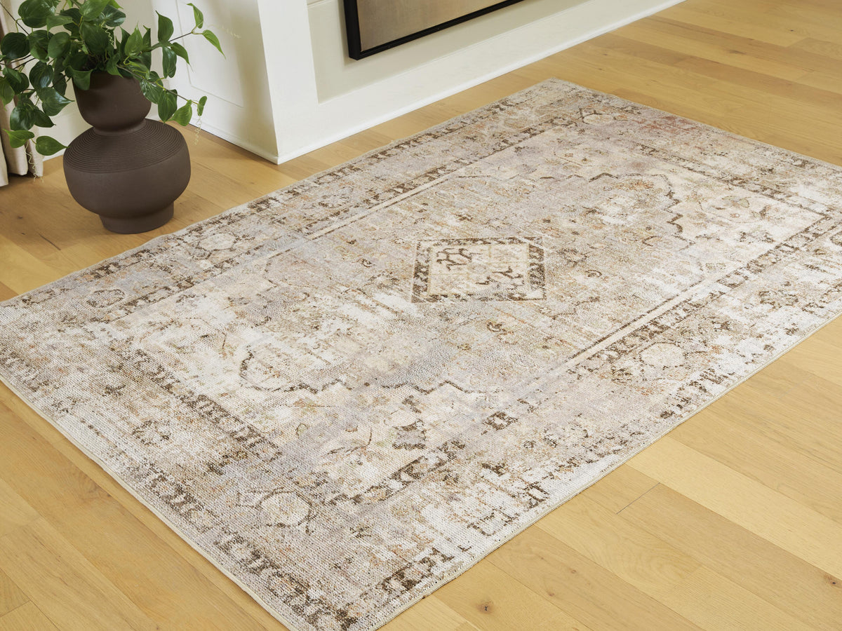 Livdon Washable Medium Rug in Brown/Beige/Gray, lifestyle view