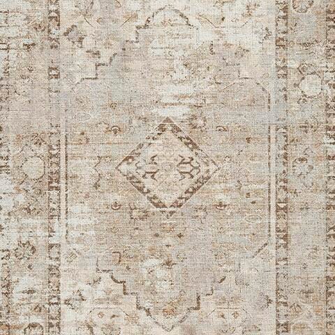 Livdon Washable Medium Rug in Brown/Beige/Gray, fabric swatch