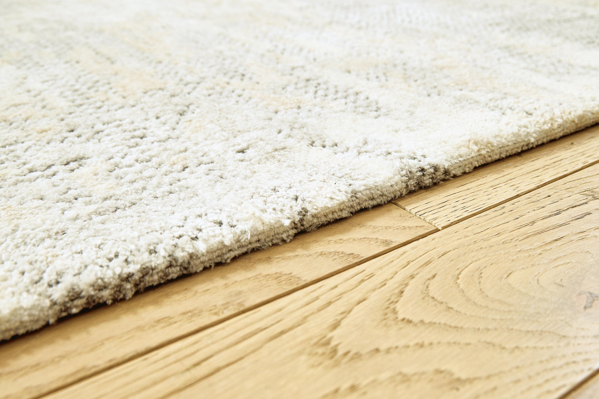 Raif Medium Rug in Gray/White/Cream, detail view