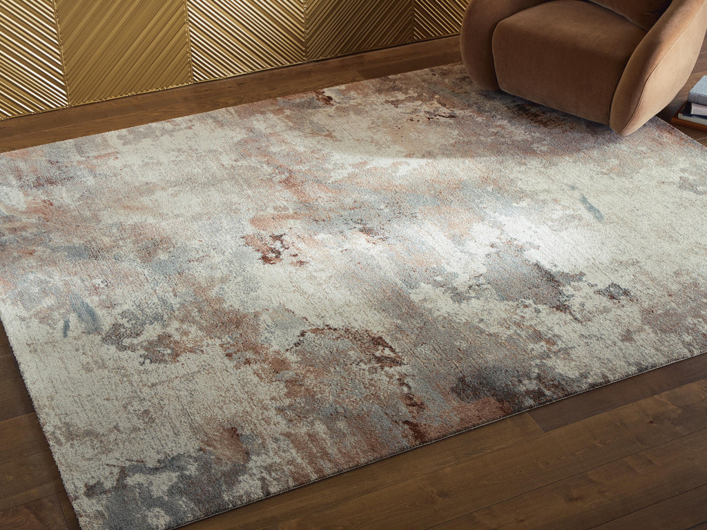Jadenburg Large Rug in Cream/Gray/Sienna, lifestyle view