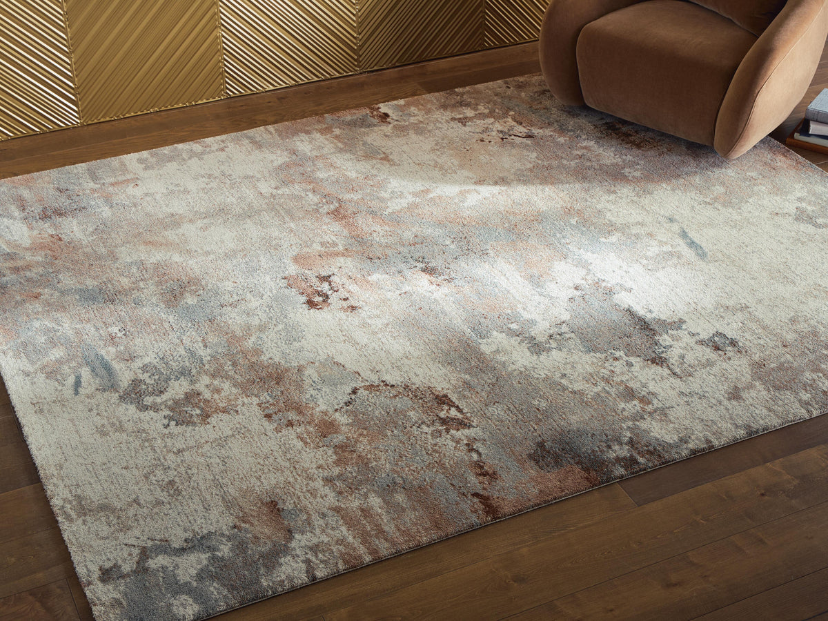 Jadenburg Large Rug in Cream/Gray/Sienna, lifestyle view