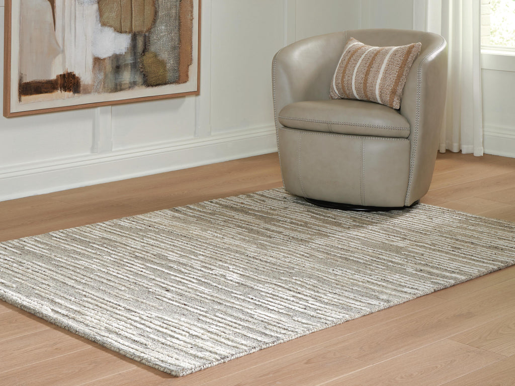 Eljory Medium Rug in Gray, lifestyle view