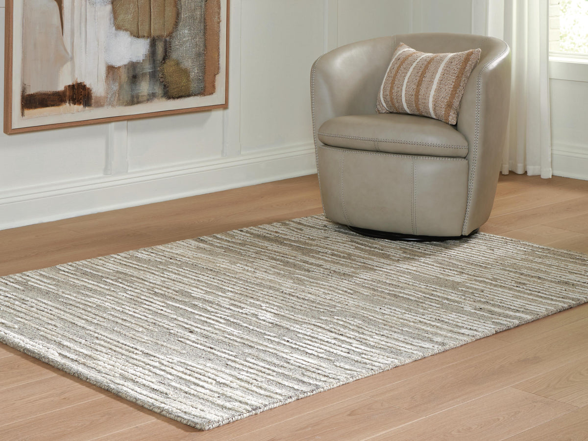 Eljory Medium Rug in Gray, lifestyle view