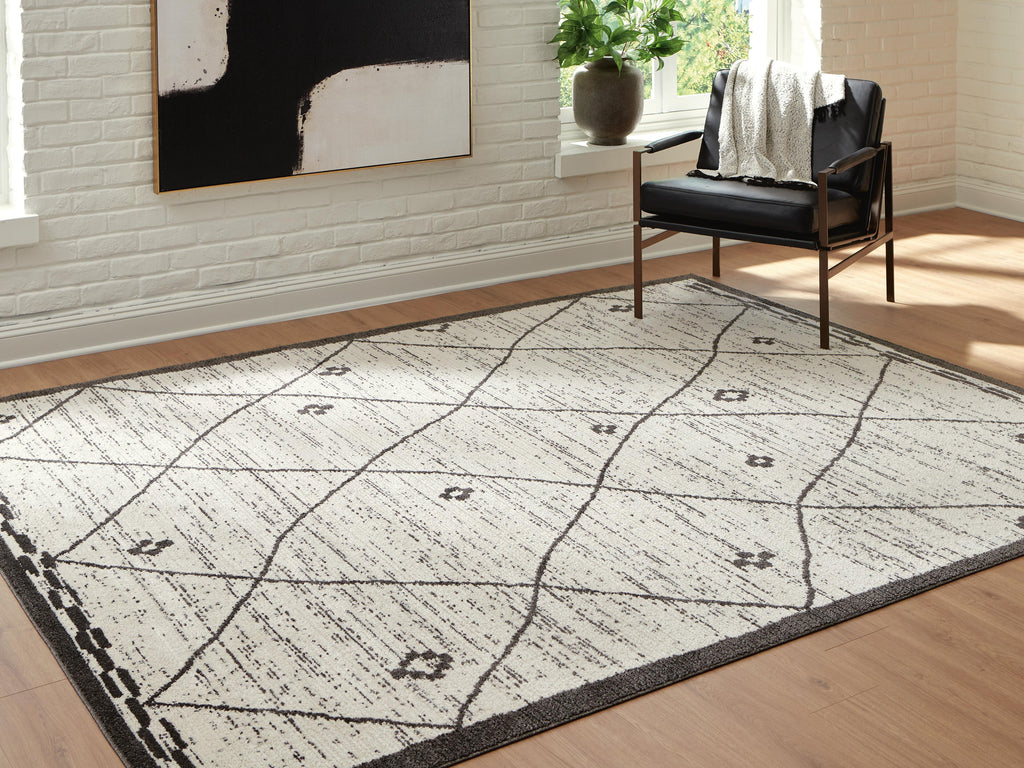 Fenriston Large Rug in Cream/Black, lifestyle view