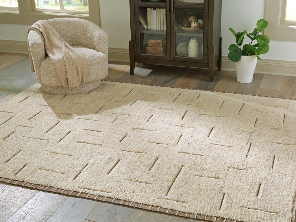 Clayman Large Rug in Beige/Brown, lifestyle view