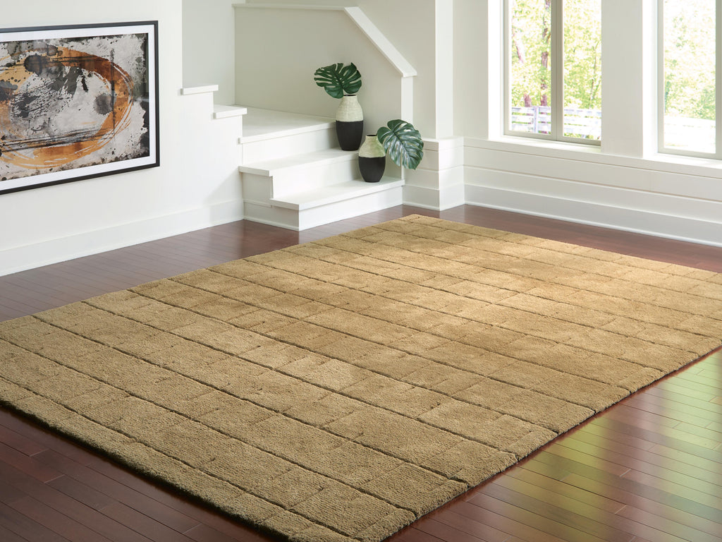 Luzmont Extra Large Rug in Golden Brown, lifestyle view