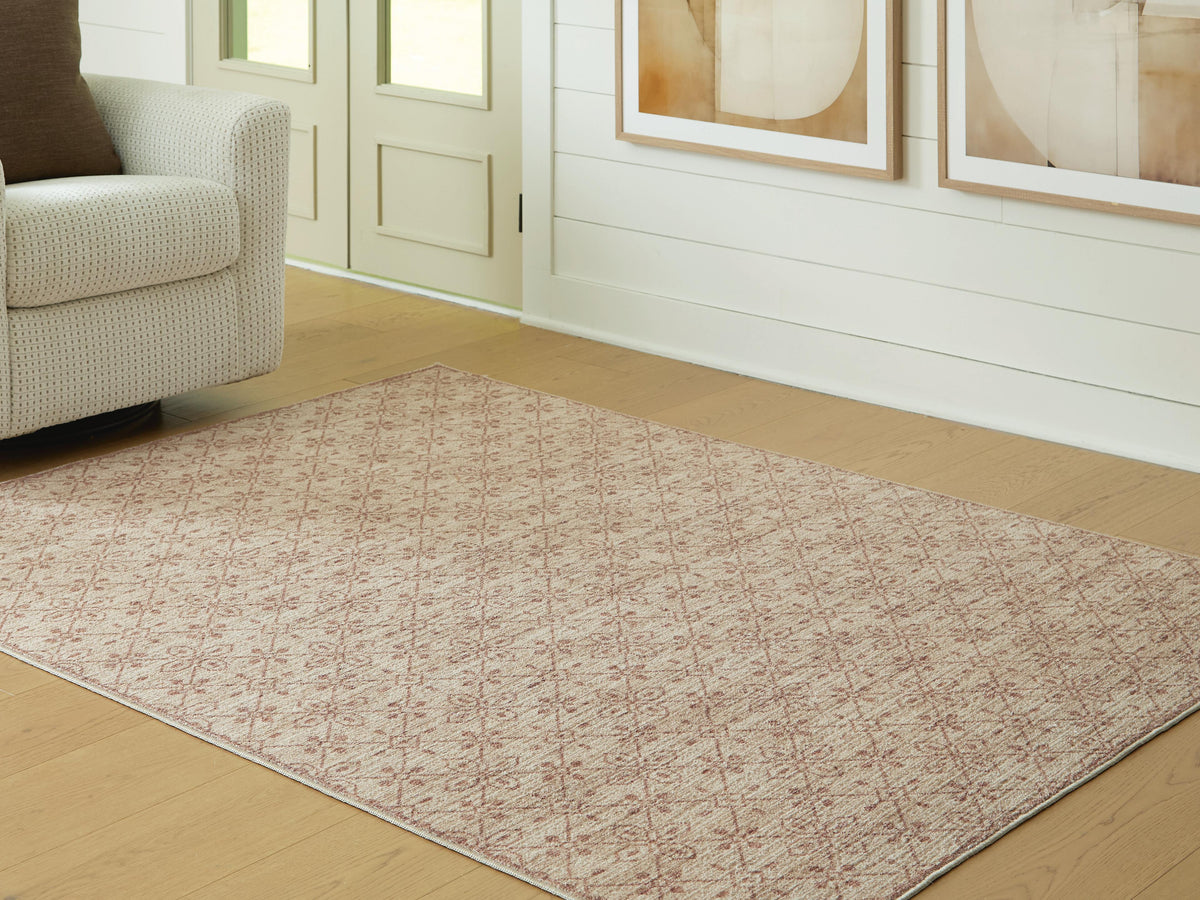 Lyamford Medium Rug in Beige/Gray/Brown, lifestyle view