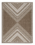 Dunsler Indoor/Outdoor 5' x 7' Rug in Brown/Cream