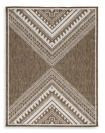 Dunsler Indoor/Outdoor 5' x 7' Rug in Brown/Cream