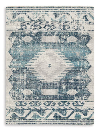 Daddridge Indoor/Outdoor 8' x 10' Rug in Blue/Gray/Ivory