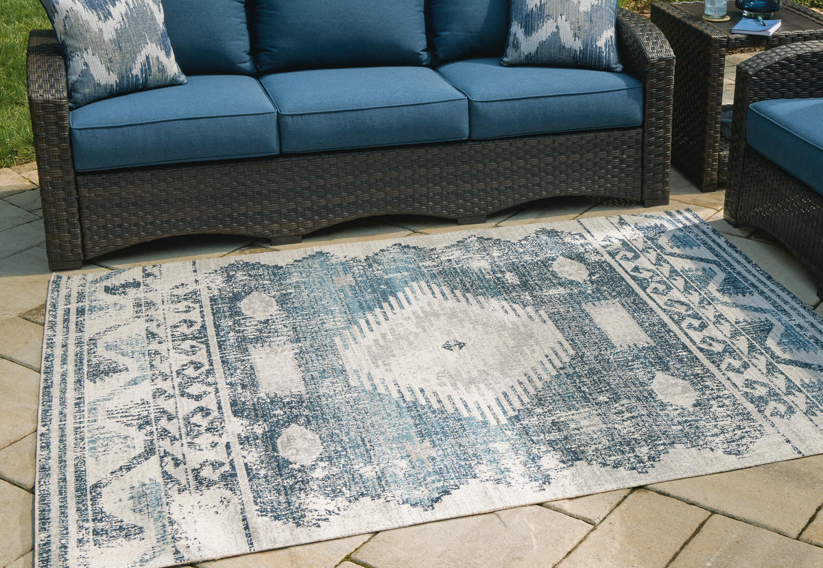 Daddridge Indoor/Outdoor 8' x 10' Rug in Blue/Gray/Ivory, alternate view 3