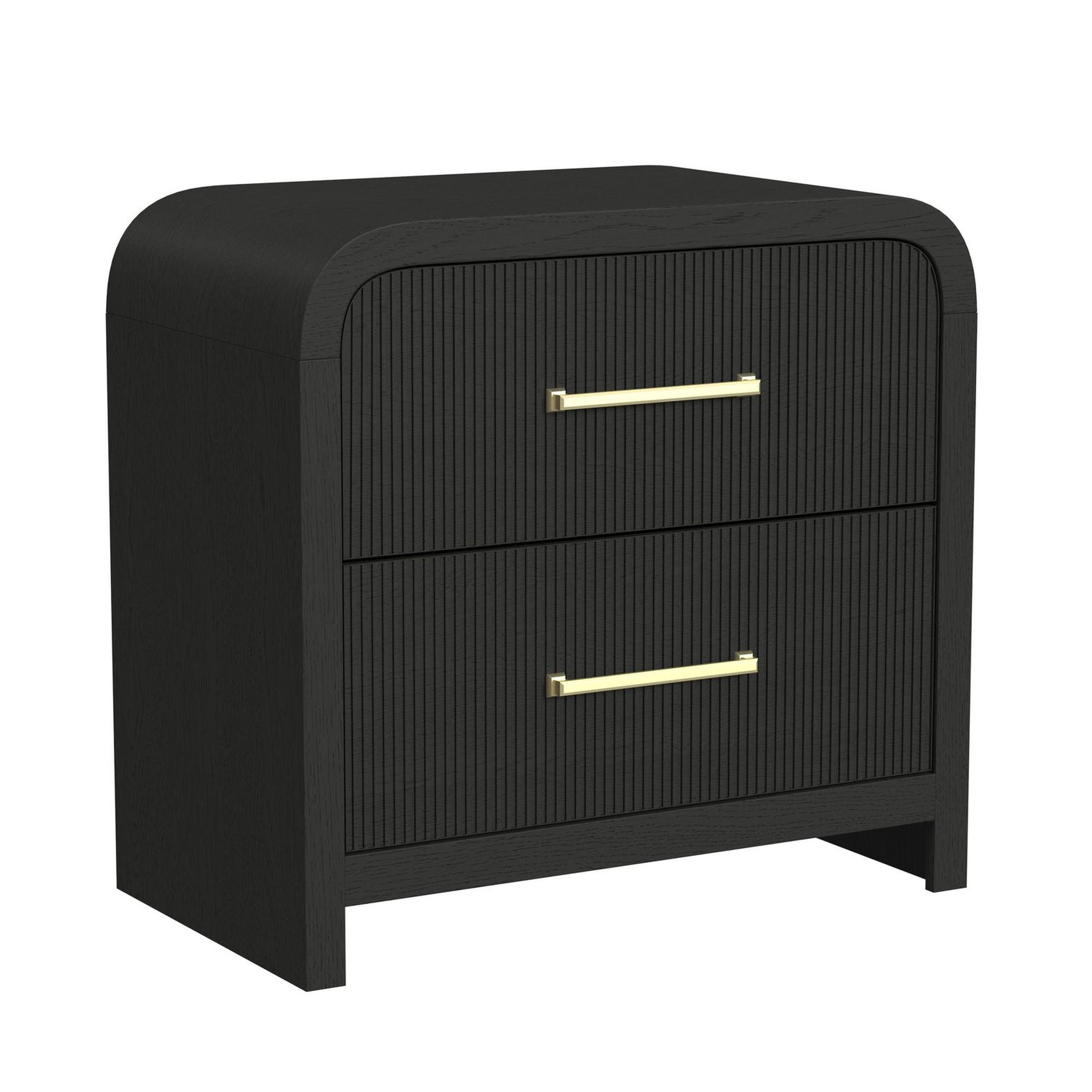 Ridgemont 2-Drawer Nightstand With Usb In Black With Grain