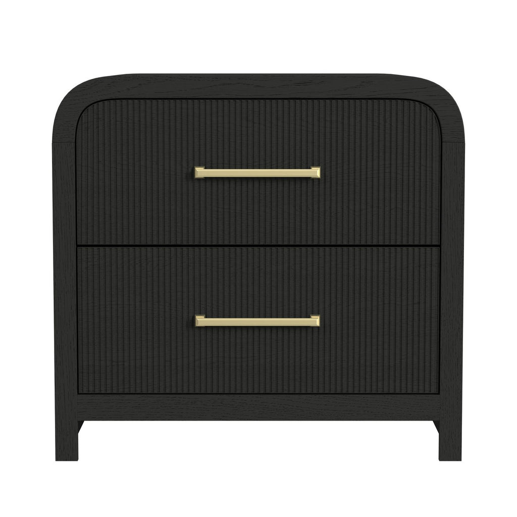 Ridgemont 2-Drawer Nightstand With Usb In Black With Grain