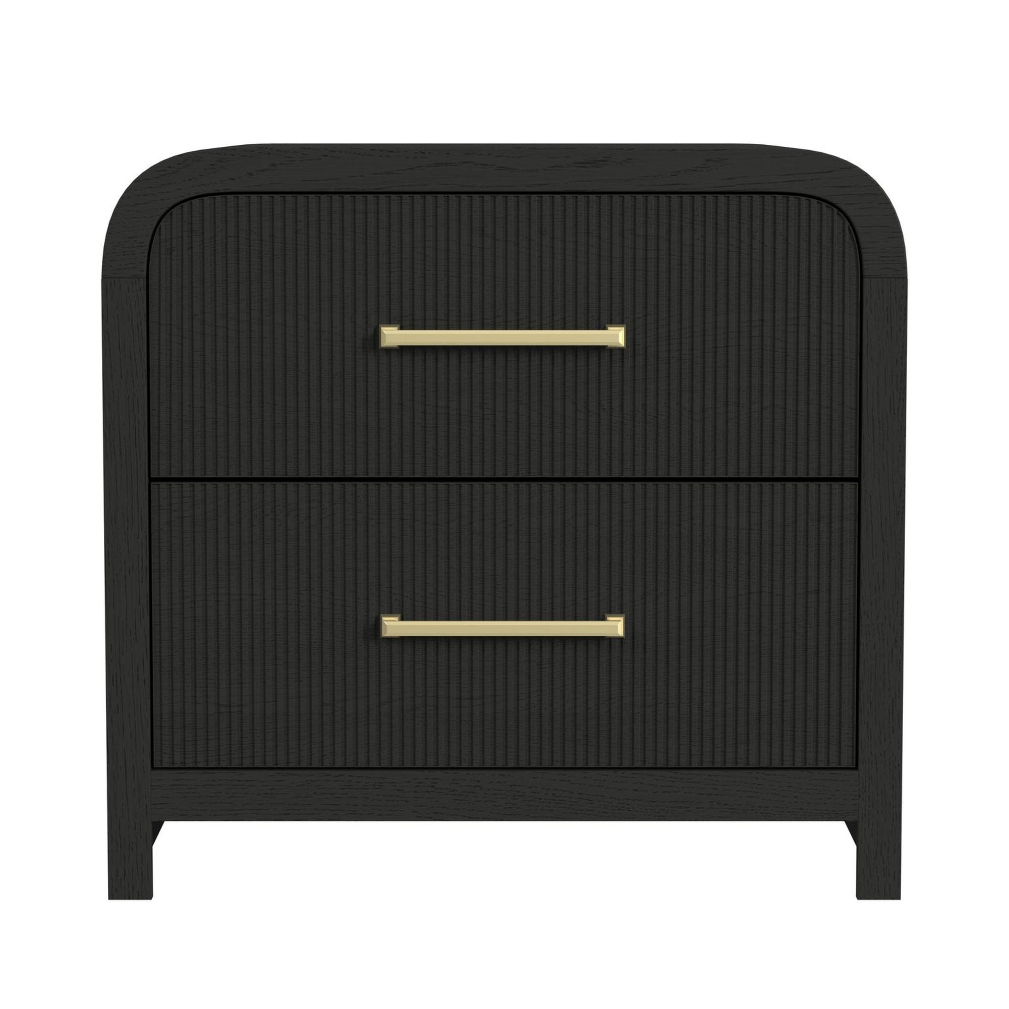 Ridgemont 2-Drawer Nightstand With Usb In Black With Grain