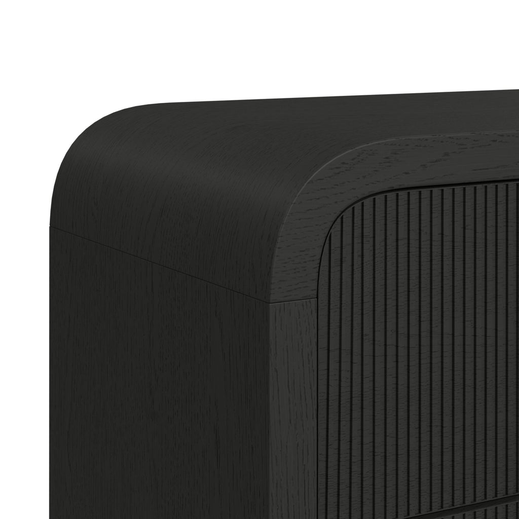 Ridgemont 2-Drawer Nightstand With Usb In Black With Grain