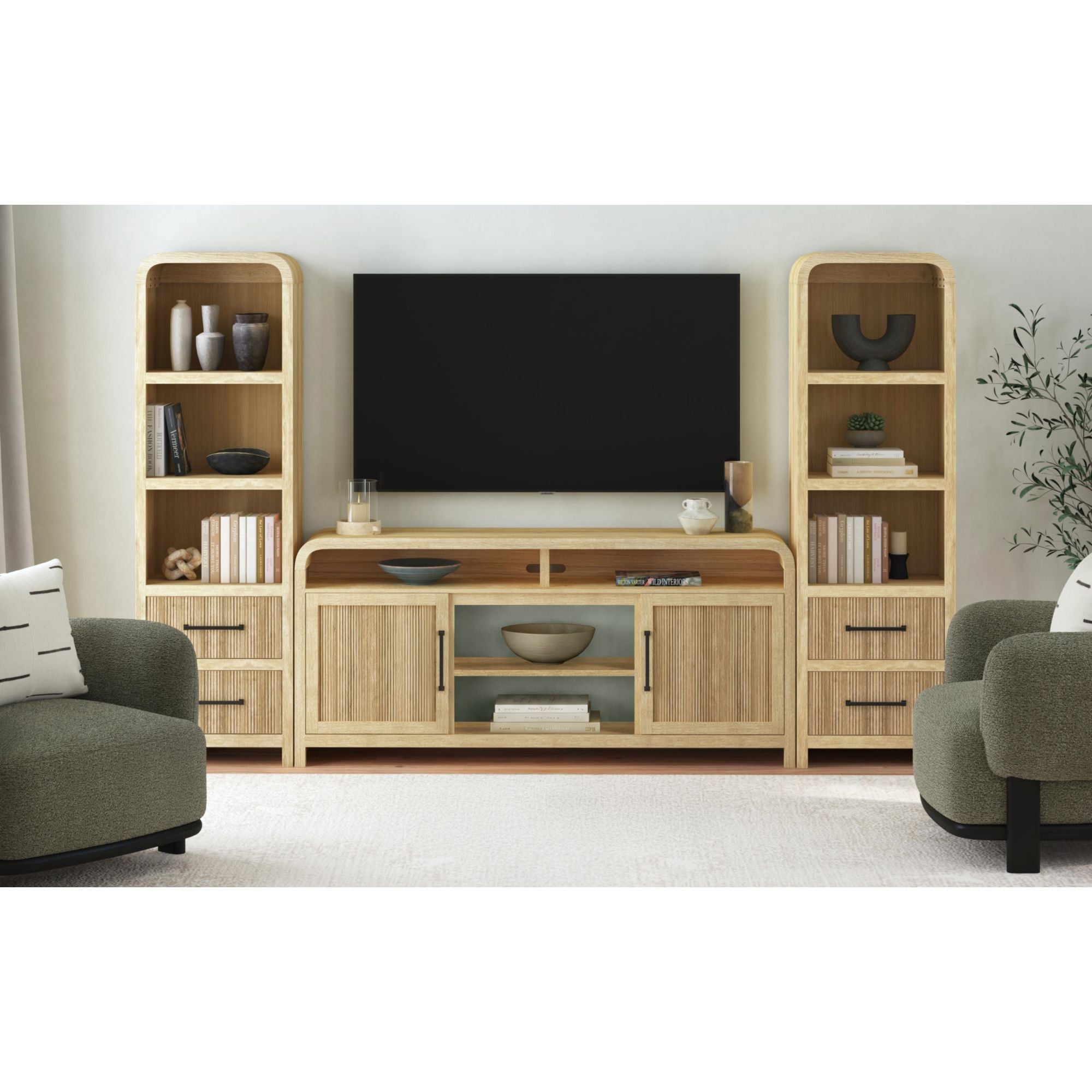 Ridgemont 70" Tv Console Without Fireplace Insert In Natural