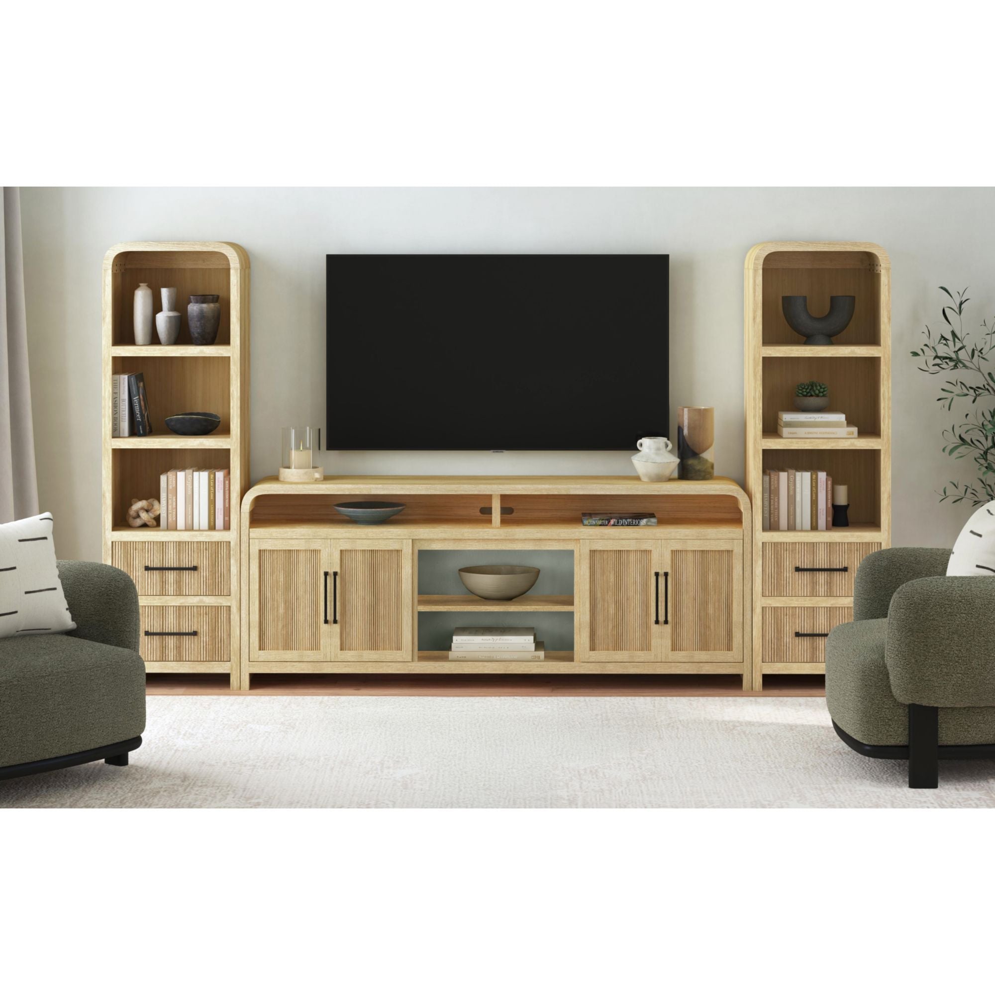 Ridgemont 82" Tv Console Without Fireplace Insert In Natural