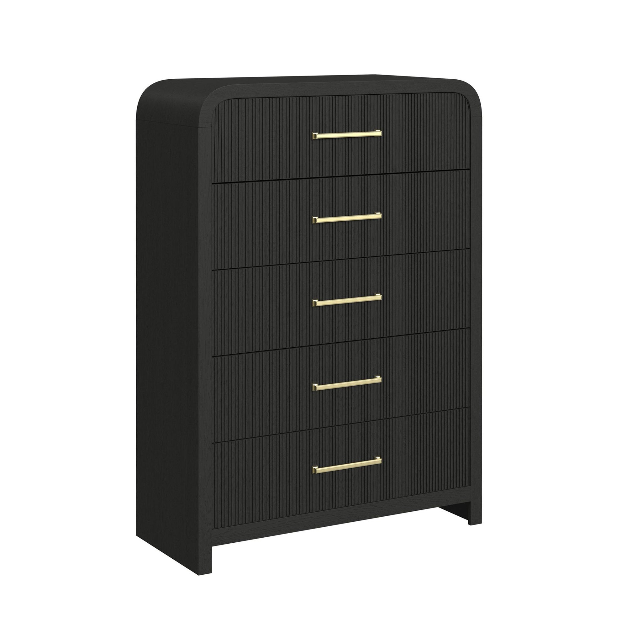 Ridgemont 5-Drawer Chest In Black With Grain