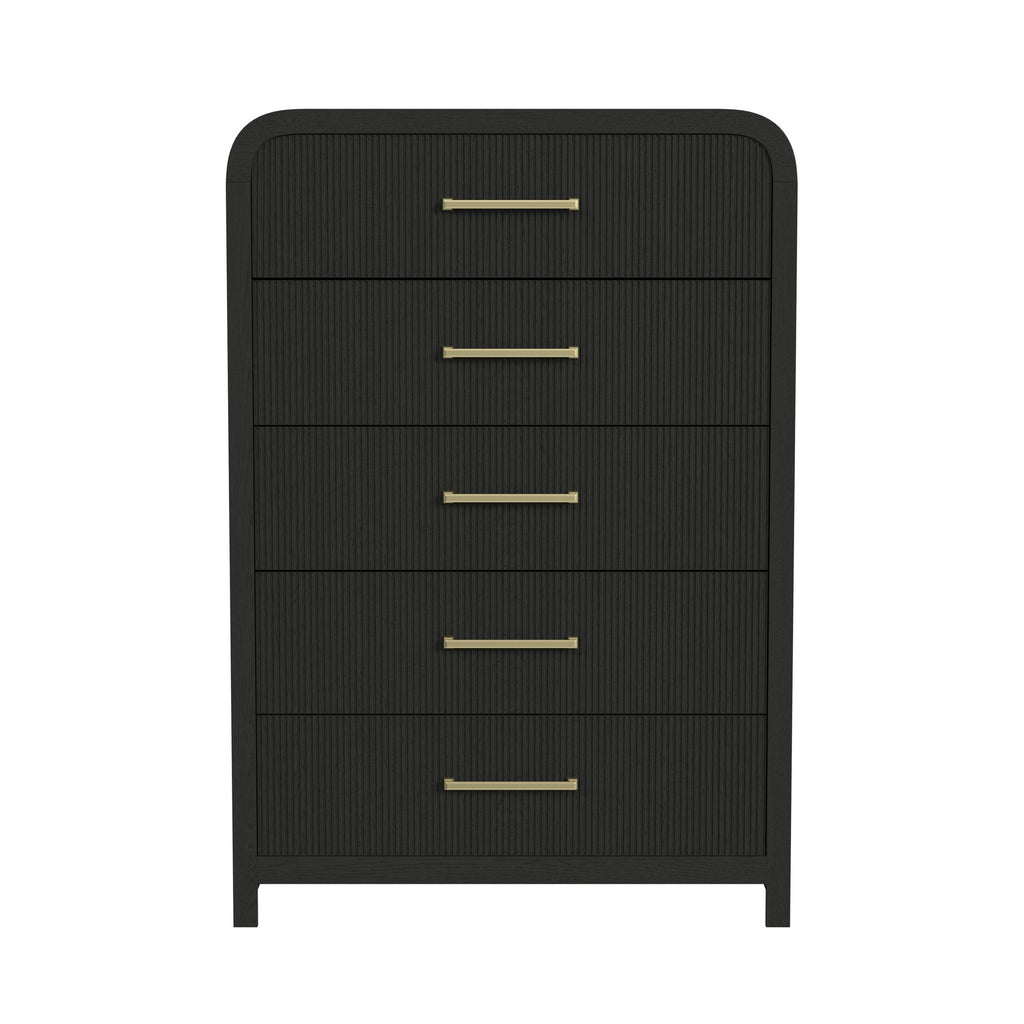 Ridgemont 5-Drawer Chest In Black With Grain