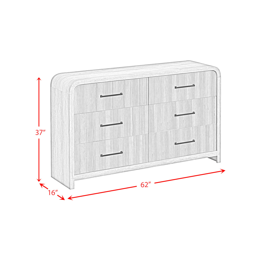 Ridgemont 6-Drawer Dresser In Black With Grain