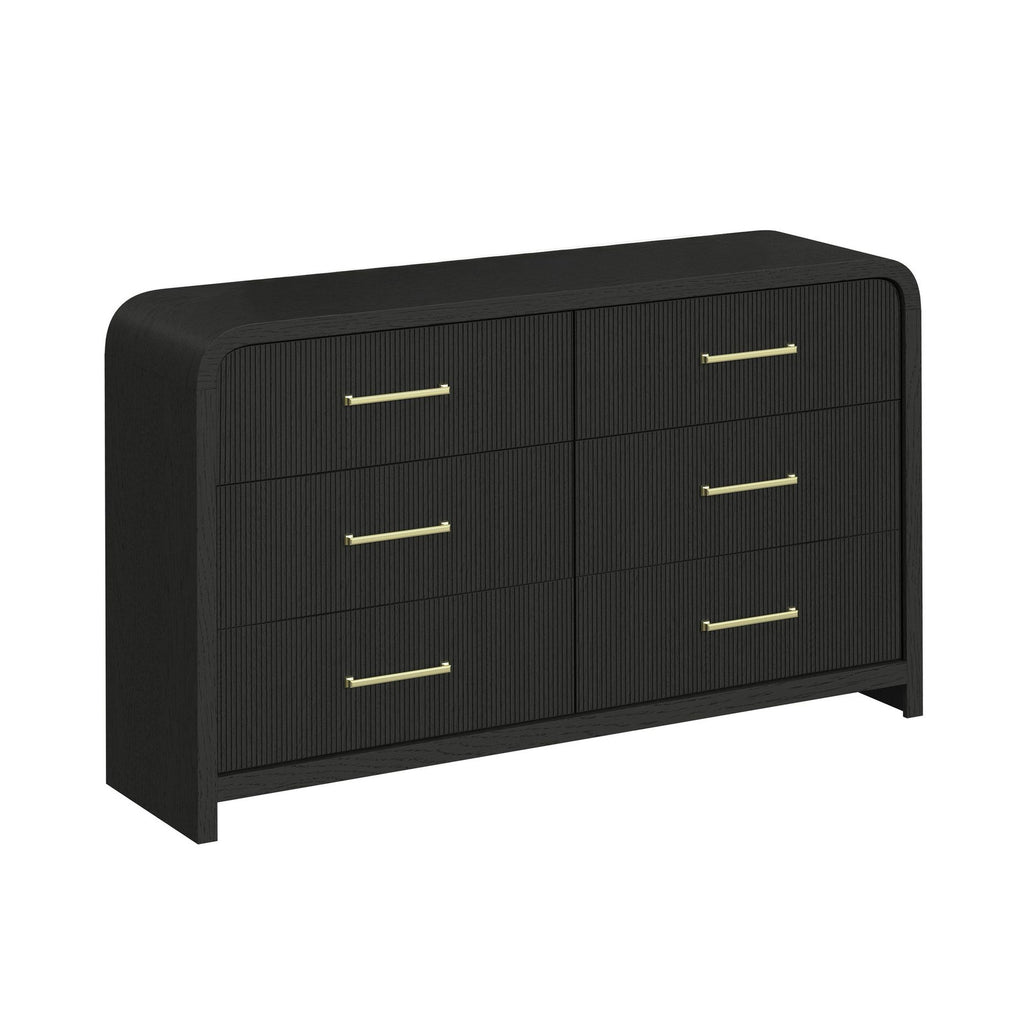 Ridgemont 6-Drawer Dresser In Black With Grain