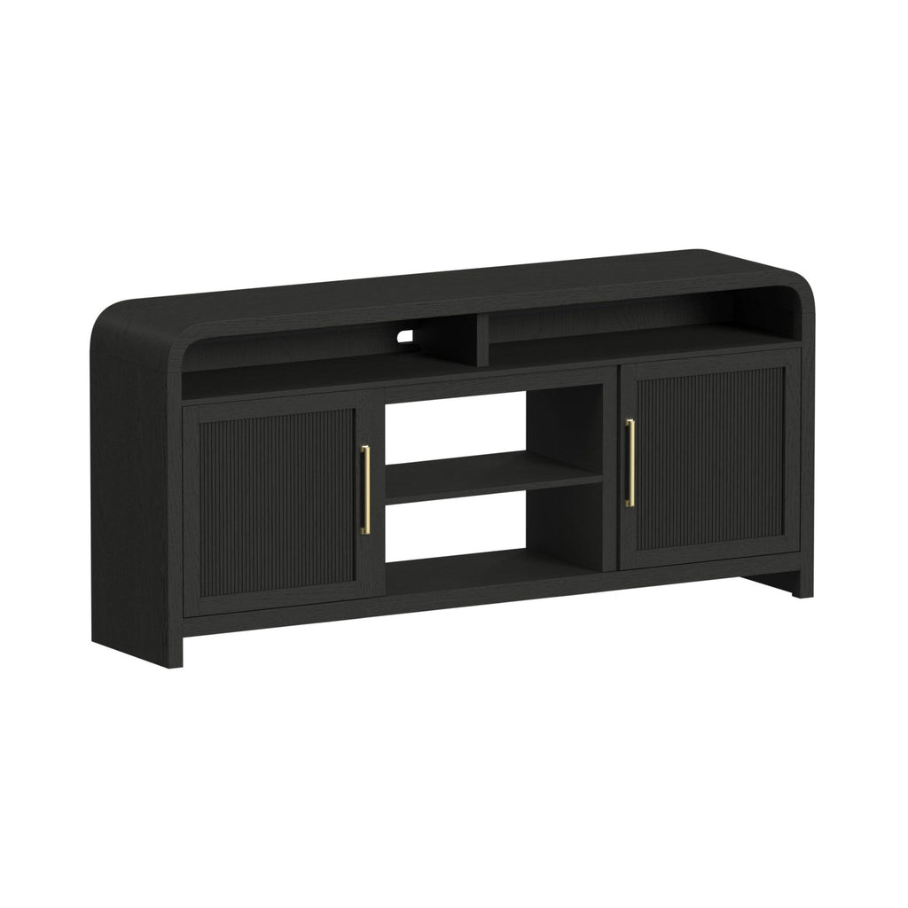 Ridgemont 70" Tv Console Without Fireplace Insert In Black With Grain