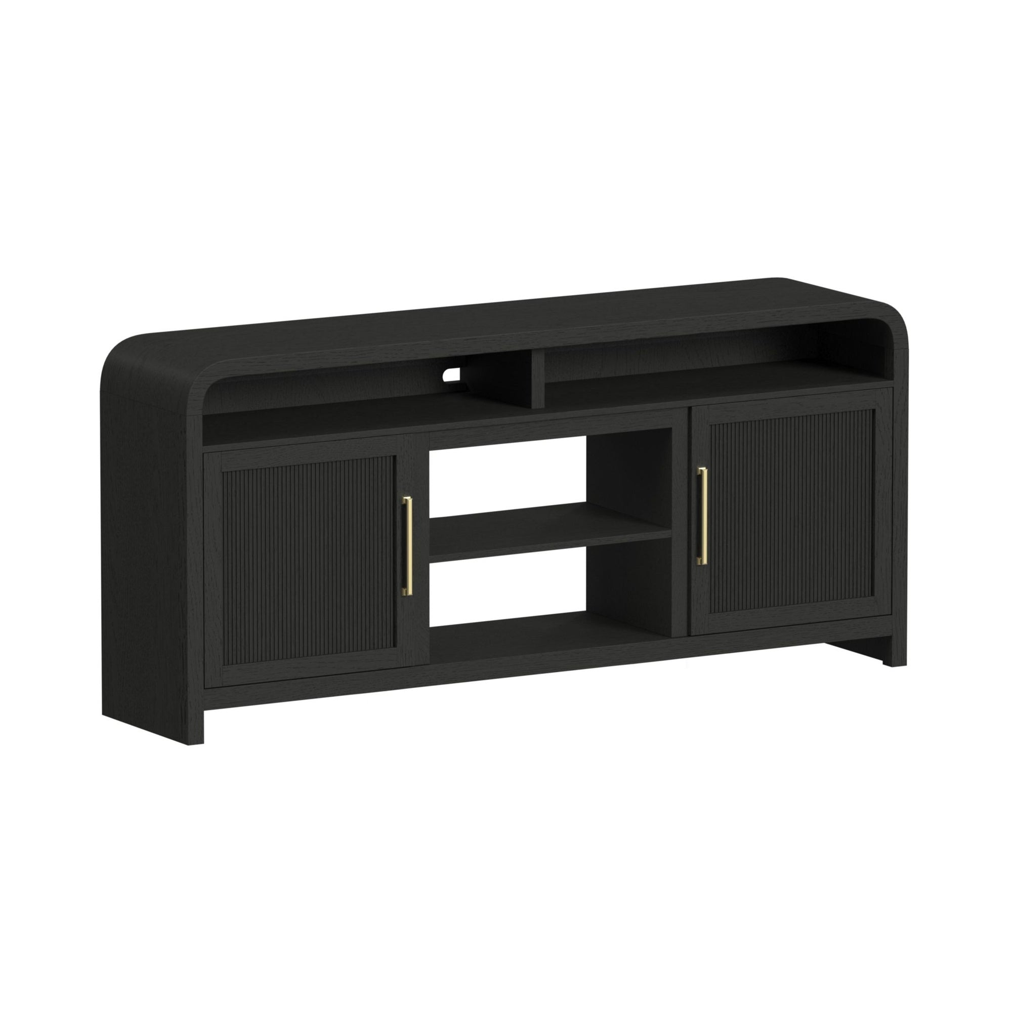 Ridgemont 70" Tv Console Without Fireplace Insert In Black With Grain