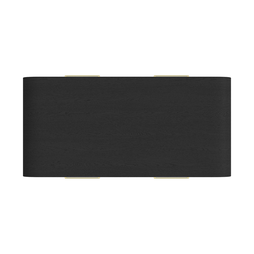 Ridgemont Coffee Table With Casters/Push Through Drawer In Black With Grain
