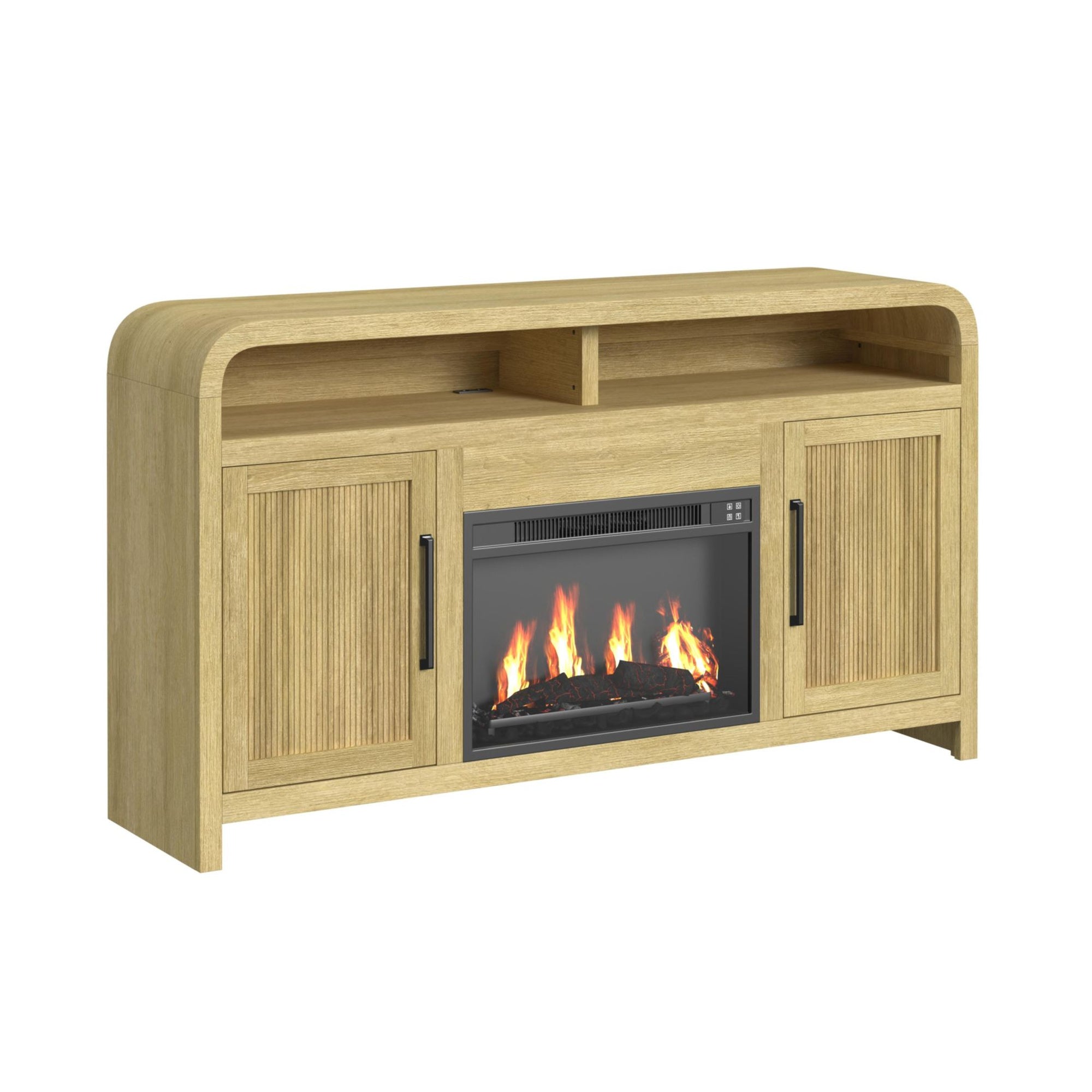 Ridgemont Complete 60" Fireplace Cabinet In Natural - Single Pack