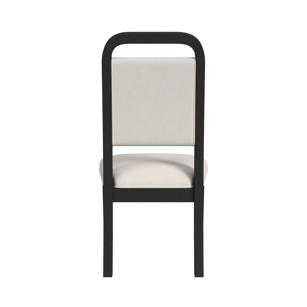 Ridgemont Dining Side Chair With White Fabric In Black With Grain (2 Per Carton)