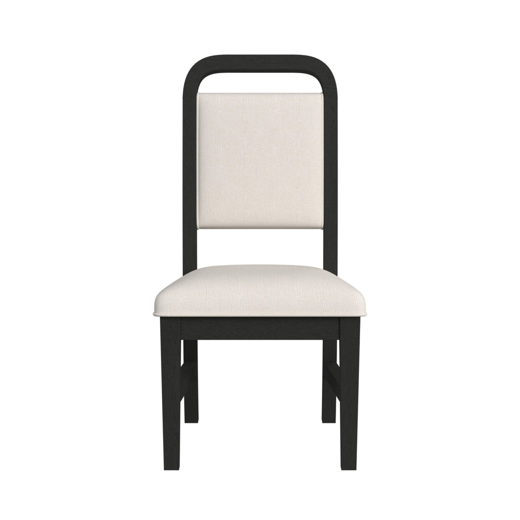 Ridgemont Dining Side Chair With White Fabric In Black With Grain (2 Per Carton)