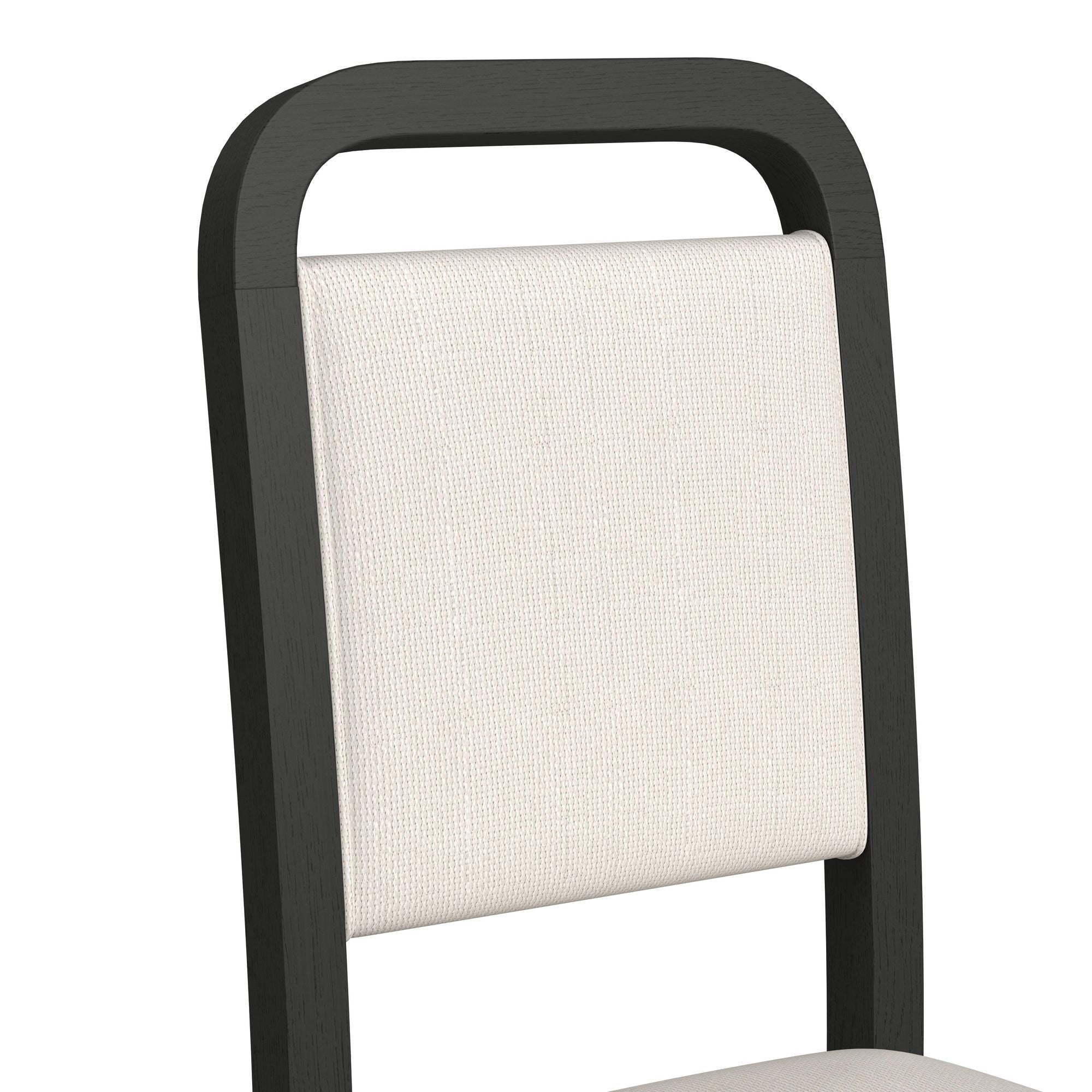 Ridgemont Dining Side Chair With White Fabric In Black With Grain (2 Per Carton)