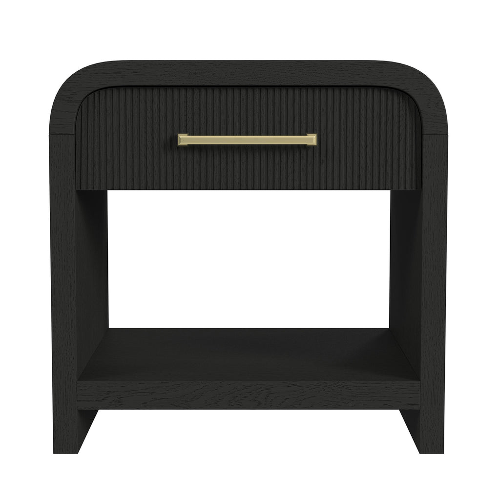 Ridgemont End Table With Usb In Black With Grain