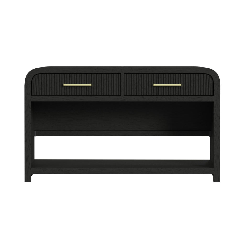 Ridgemont Sofa Table With Bottom Shelf In Black With Grain